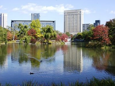 札幌　中島公園　菖蒲池の噴水