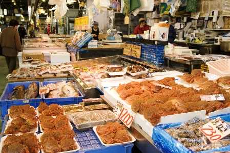 宮古市　魚菜市場の光景