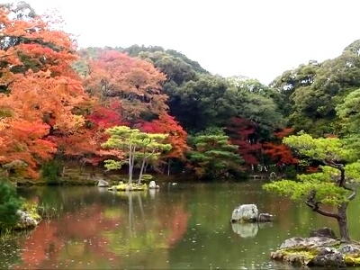 金閣寺庭園と鏡湖池