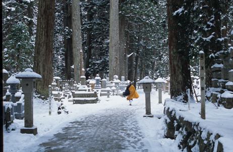 高野山　奥の院参道　冬の光景