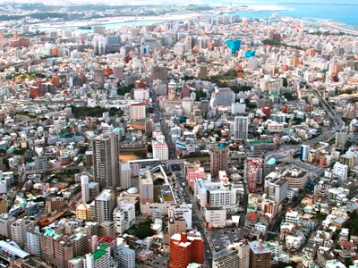 上空から見た沖縄　国際通り